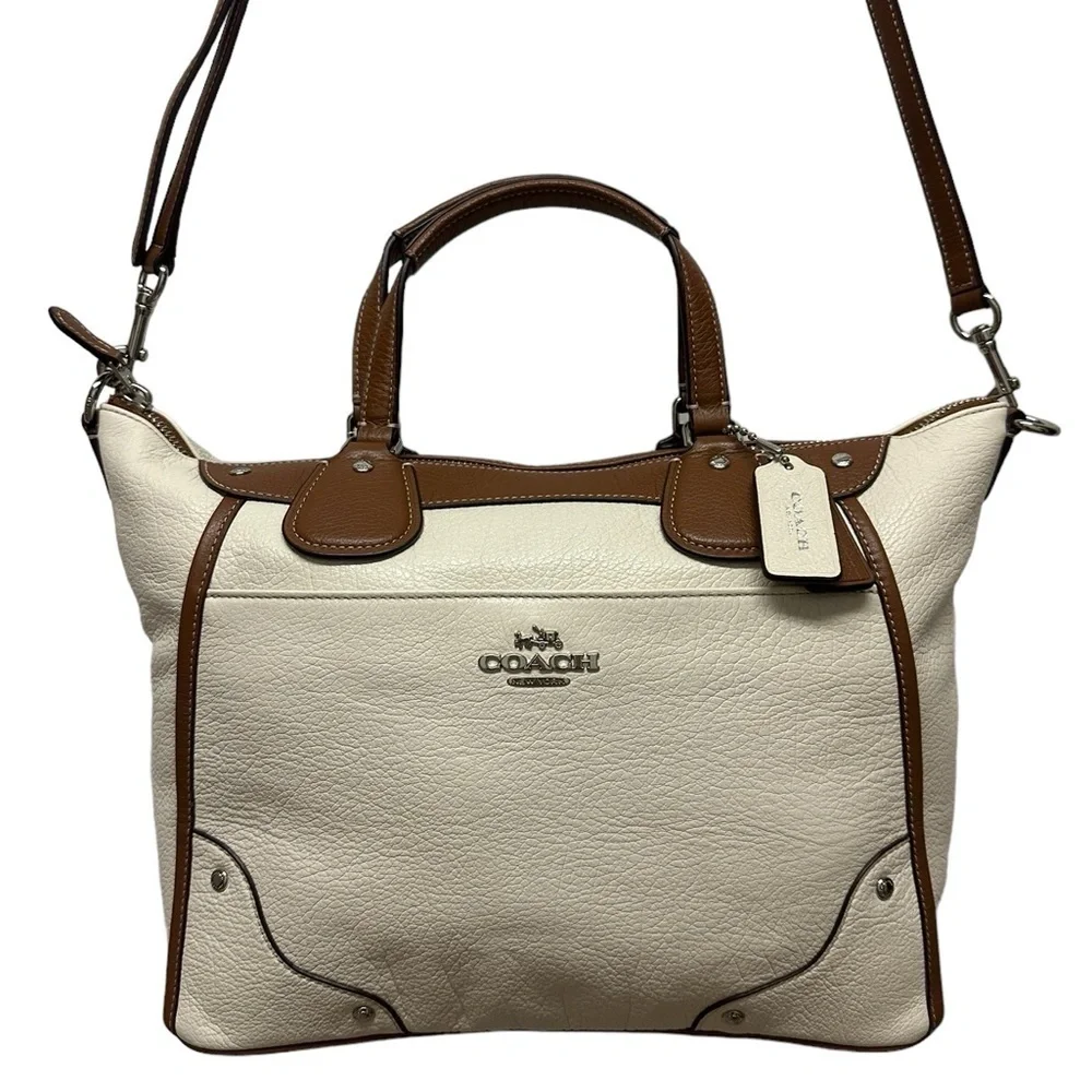Coach Mickie Satchel in Spectator Leather #F37679 New in Silver/Chalk/Saddle